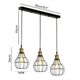 Modern Industrial Wire Cage Retro 3 Head Ceiling Pendant Light Lamp ~2025-4