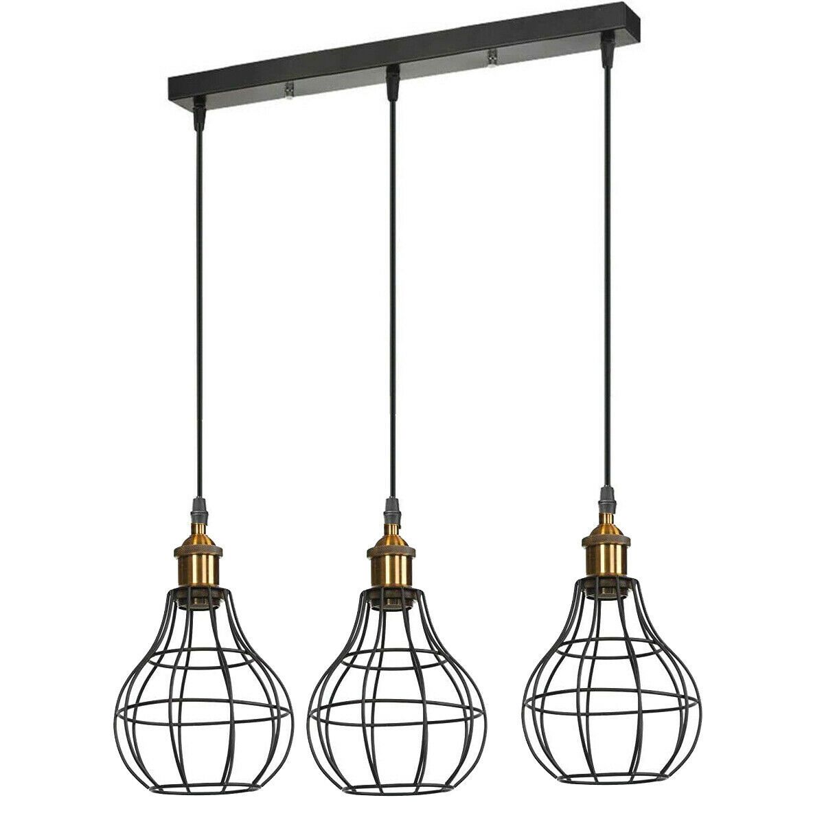 Modern Industrial Wire Cage Retro 3 Head Ceiling Pendant Light Lamp ~2025-5