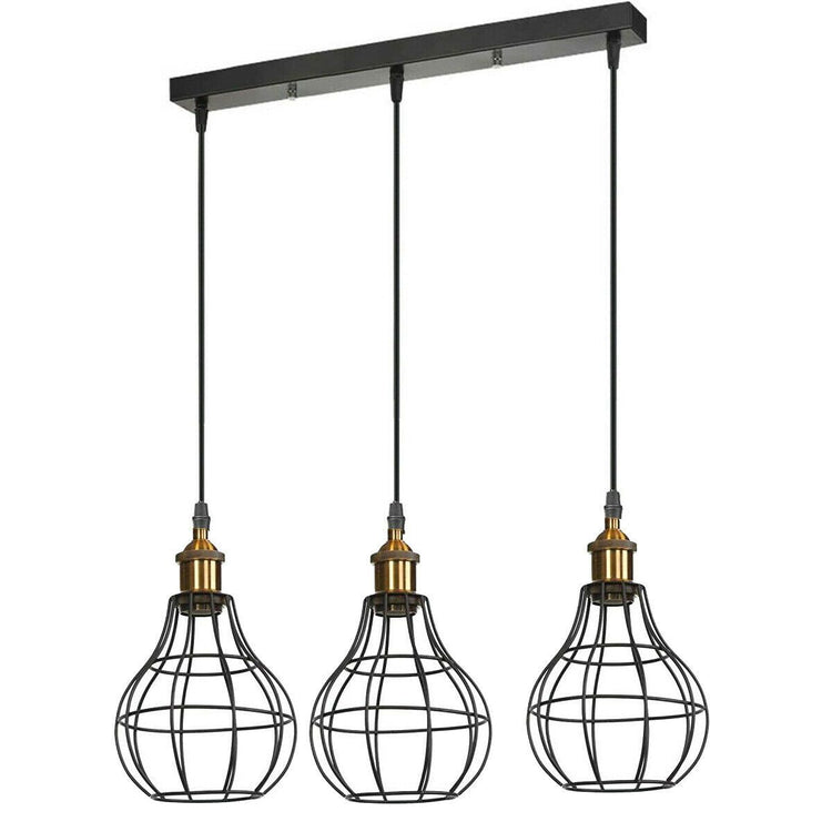 Modern Industrial Wire Cage Retro 3 Head Ceiling Pendant Light Lamp ~2025-5