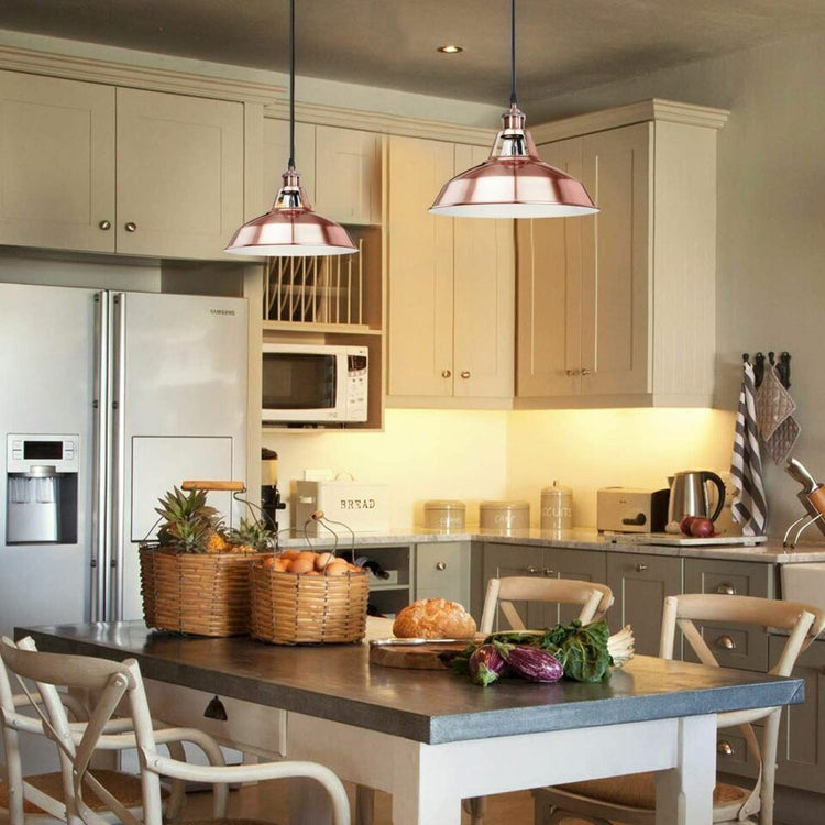 vintage industrial metal retro ceiling pendant light copper shade~1297-2
