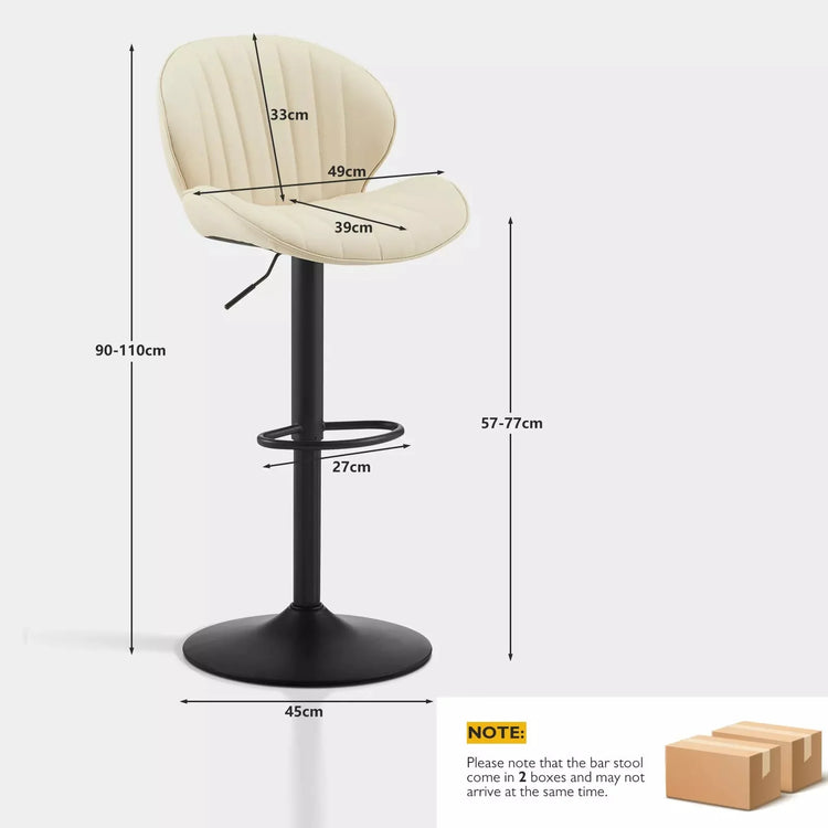 Caryol Faux Leather Bar Stool [Height Adjustable][Set of 2]-4
