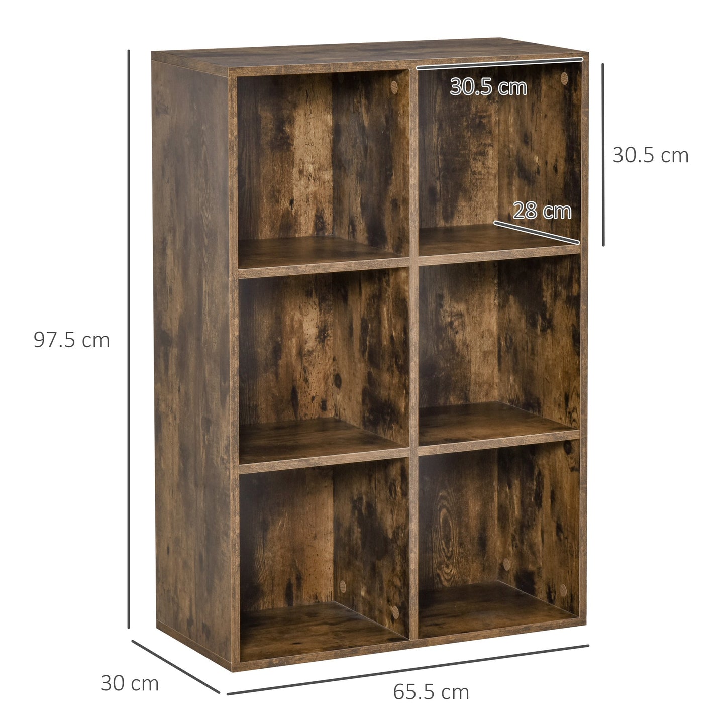Cubic Cabinet Bookcase Shelves Storage Display for Study, Living Room, Home, office, Rustic Brown-2