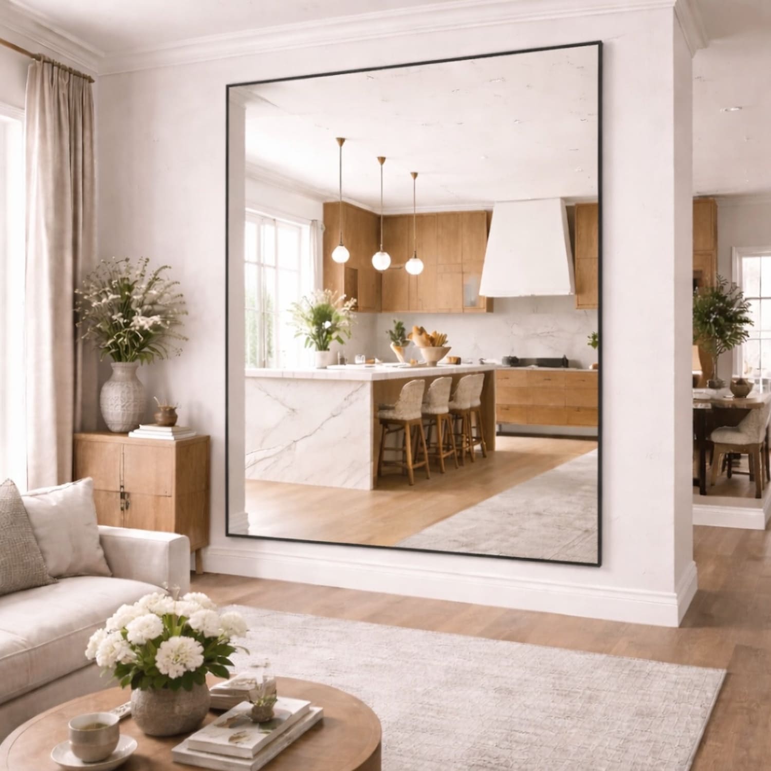 Takara - Full Length Black Metal Rectangle Mirror - 200cm x 150cm-3