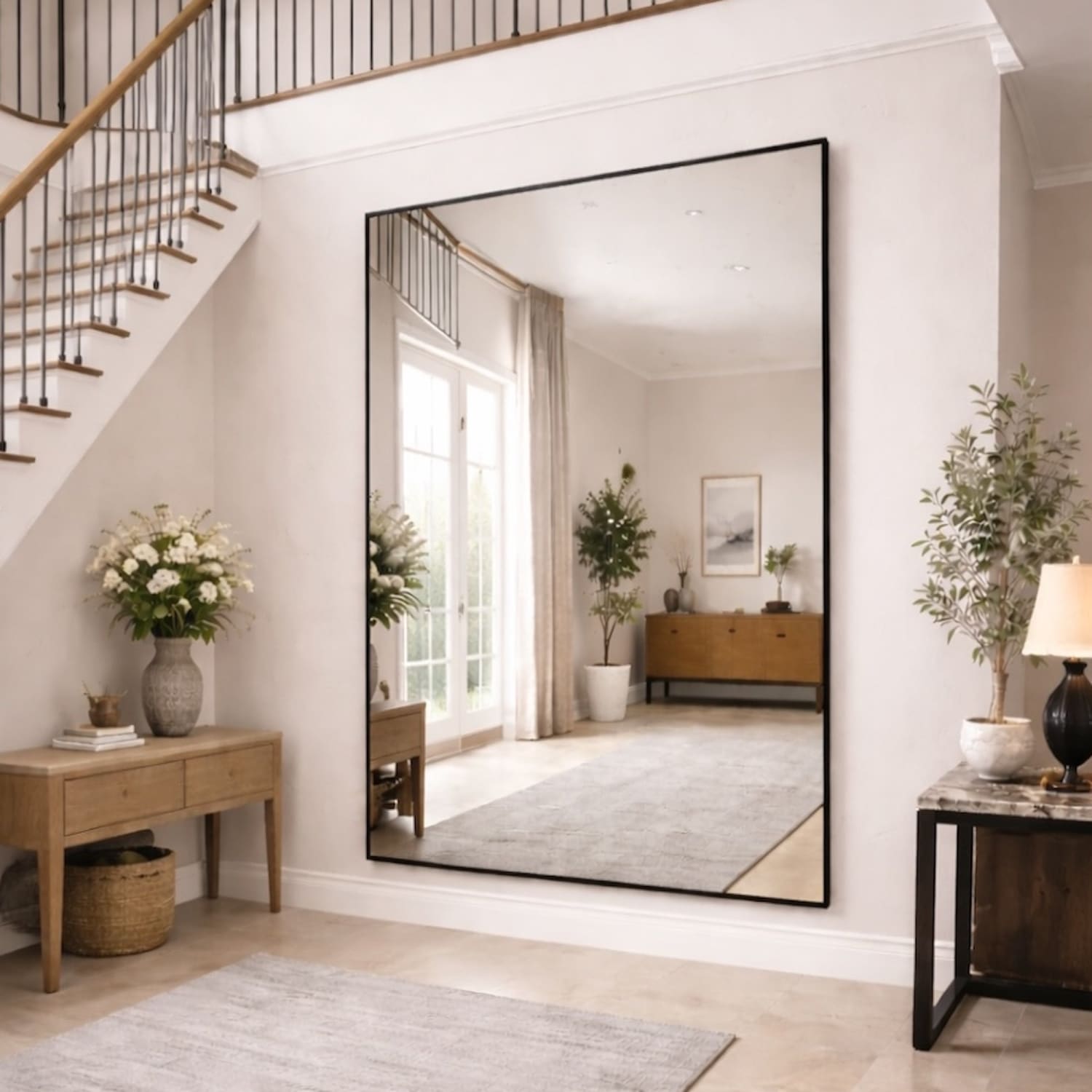 Takara - Full Length Black Metal Rectangle Mirror - 200cm x 150cm-0