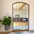 Tomi - Full Length Black & Gold Metal Arched Lattice Window Mirror - 180cm x 105cm-0