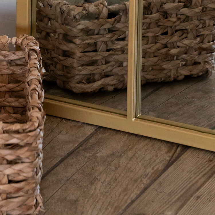 Tomi - Full Length Gold Metal Arched Lattice Window Mirror - 180cm x 90cm-3