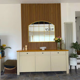 Tomi - Gold Metal Arched Lattice Window Mirror - 95cm x 120cm.-3