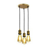 3 Head Pendant Braided Fabric Flex Lamp Holder Fitting Black finish~1283-6