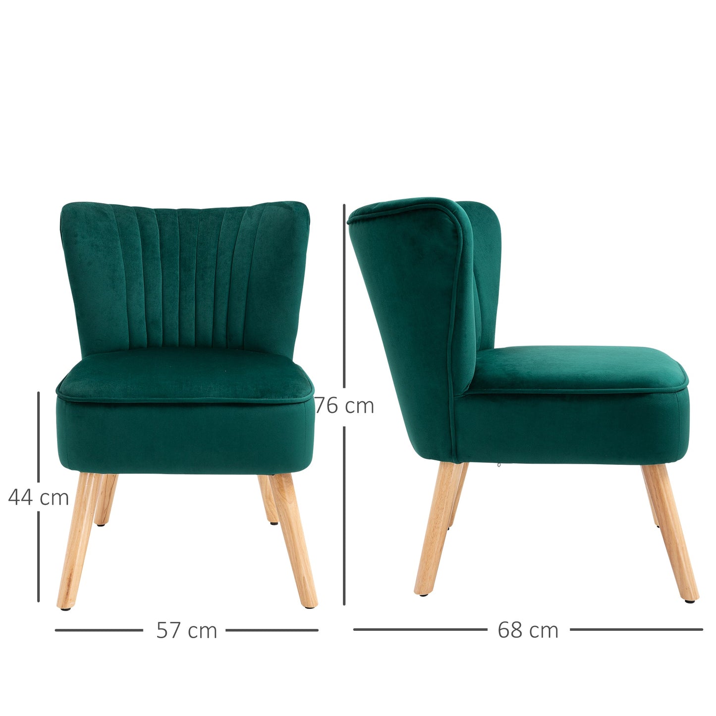 Velvet Accent Chair Occasional Tub Seat Padding Curved Back with Wood Frame Legs Home Furniture Set of 2 Green-2