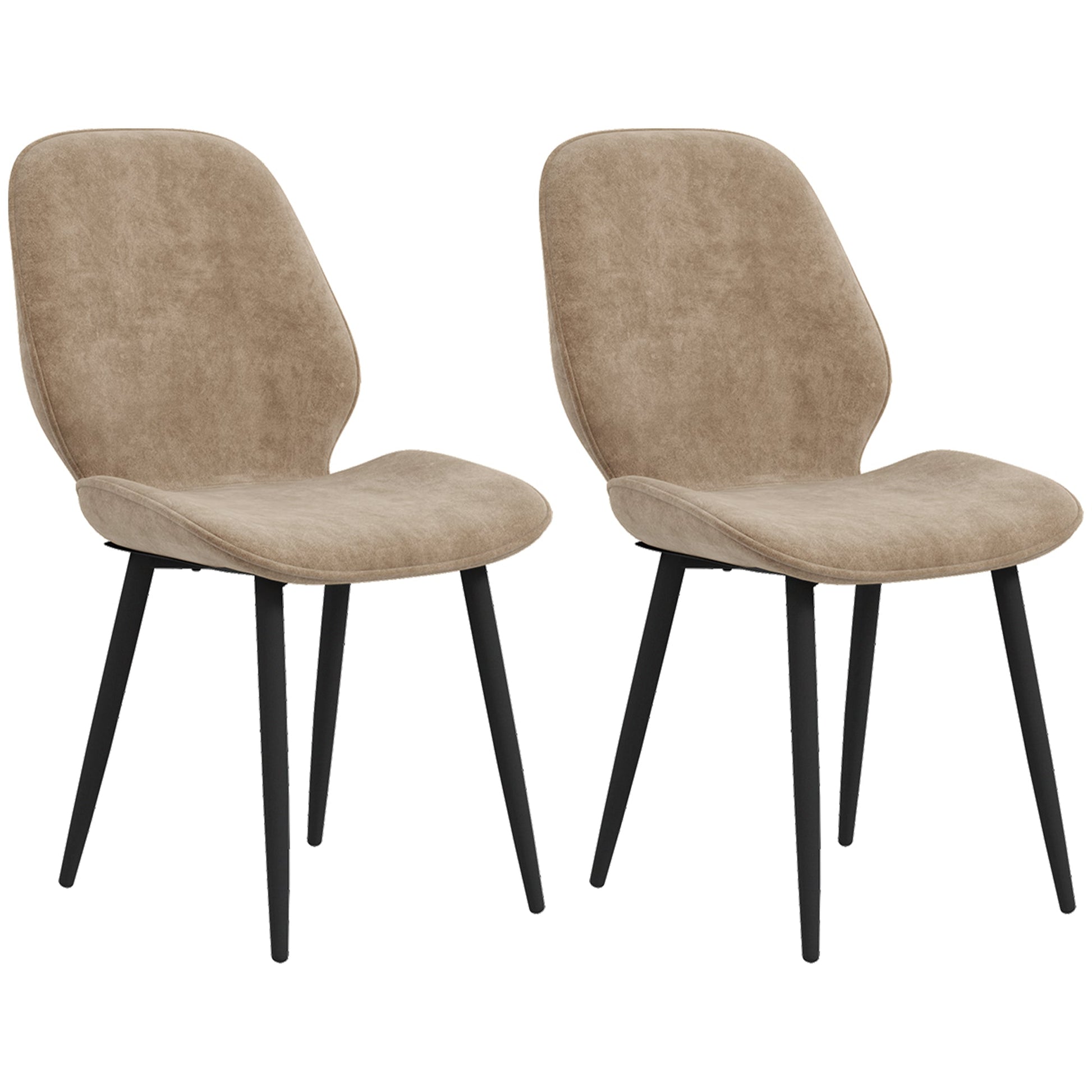 Velvet Dining Chairs, Set of 2 Dining Room Chairs with Metal Legs for Living Room, Dining Room, Light Brown-0