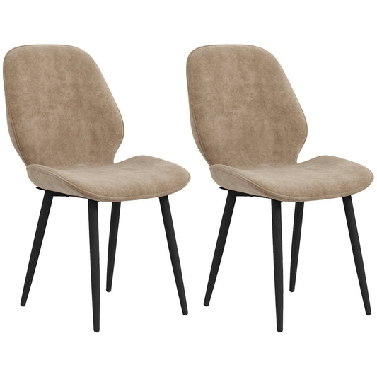 Velvet Dining Chairs, Set of 2 Dining Room Chairs with Metal Legs for Living Room, Dining Room, Light Brown-0
