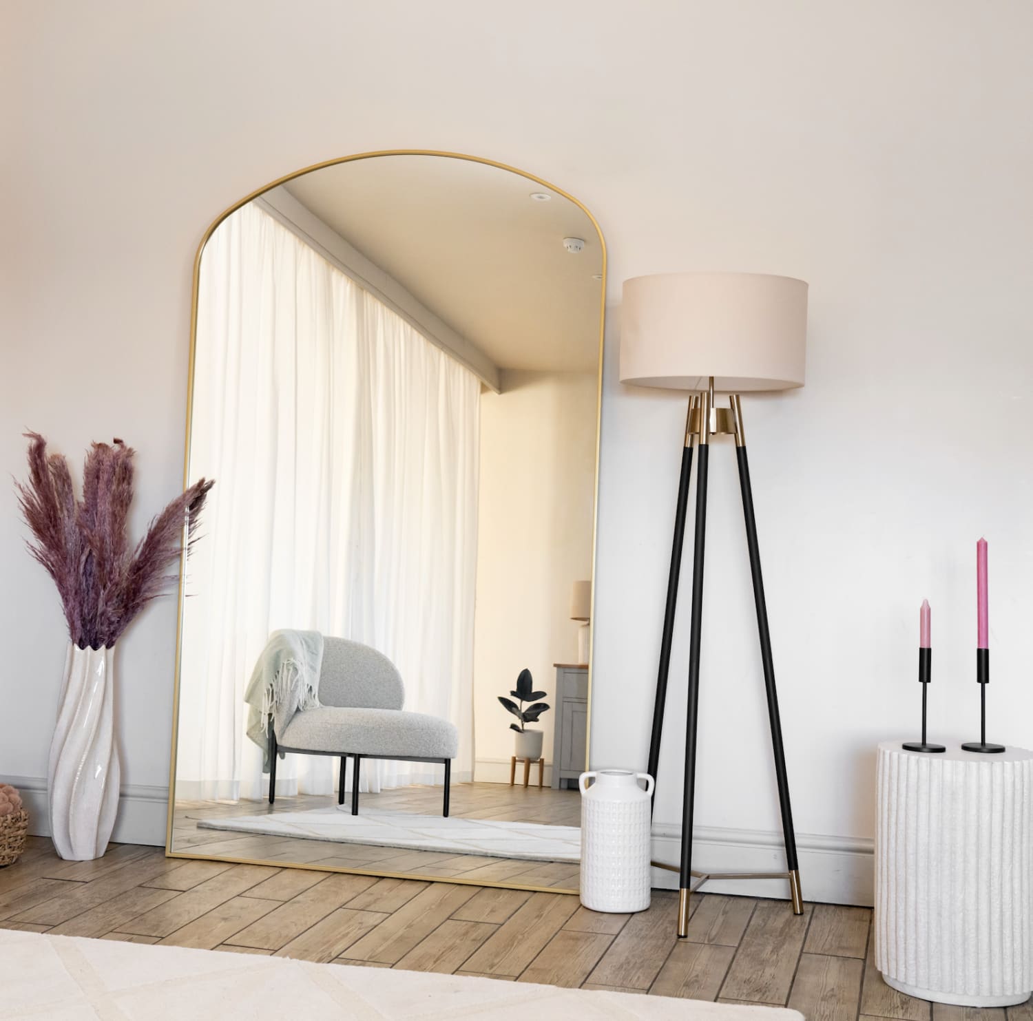 Yoko - Gold Metal Gentle Arch Mirror - 180cm x 105cm.-3